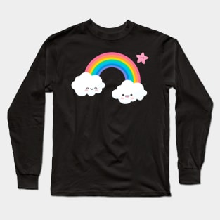 Cute Rainbow with Clouds Long Sleeve T-Shirt